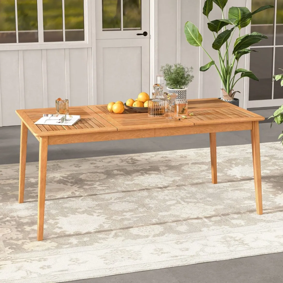 Gartentisch Akazienholz 170 x 90 cm großer Terrassentisch für 6 Personen Natur