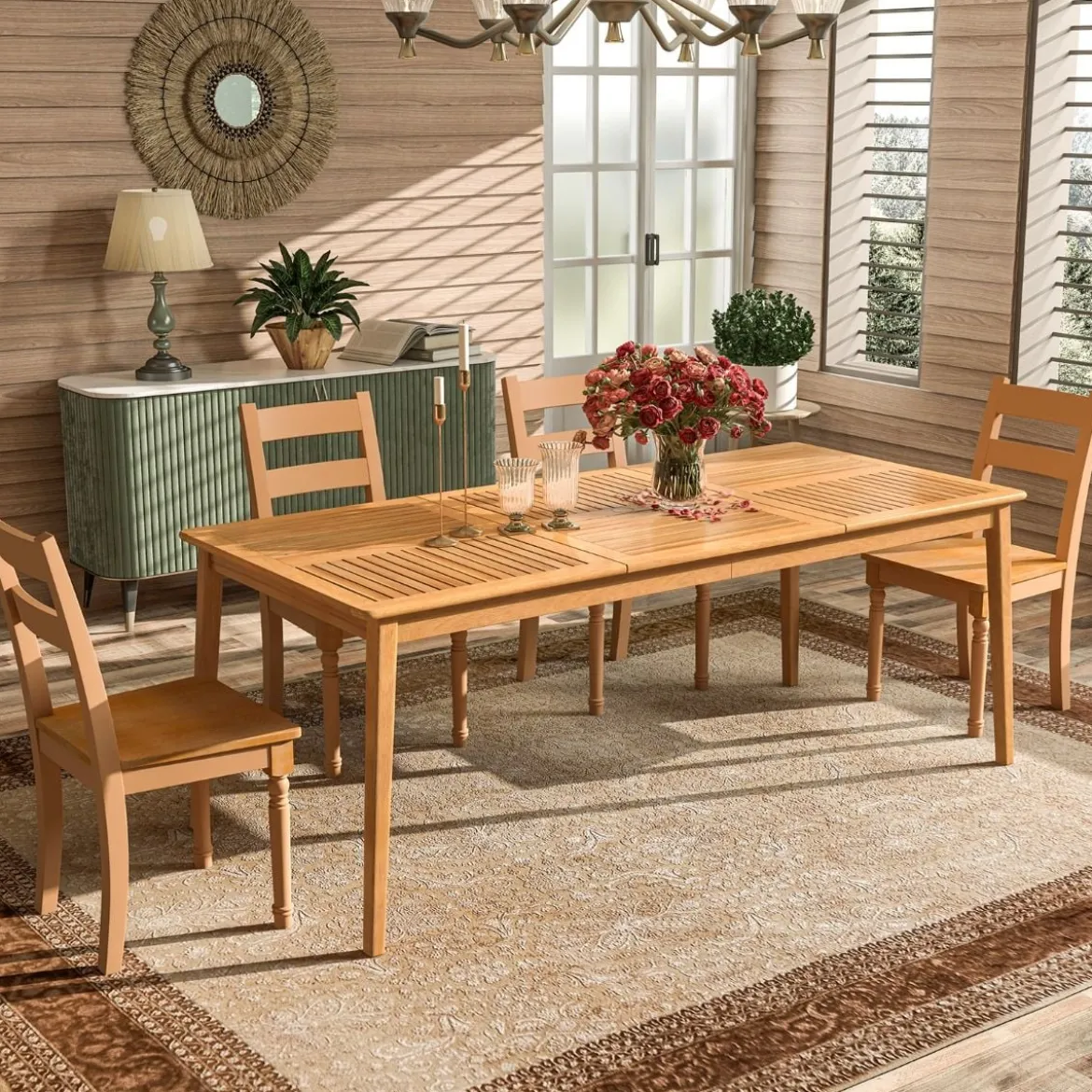 Gartentisch Akazienholz 170 x 90 cm großer Terrassentisch für 6 Personen Natur