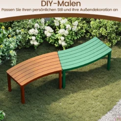 Gartentisch + 4er Gartenbank Set Ø 90 cm Klapptisch Sitzbank ohne Rückenlehne Holzbank Natur