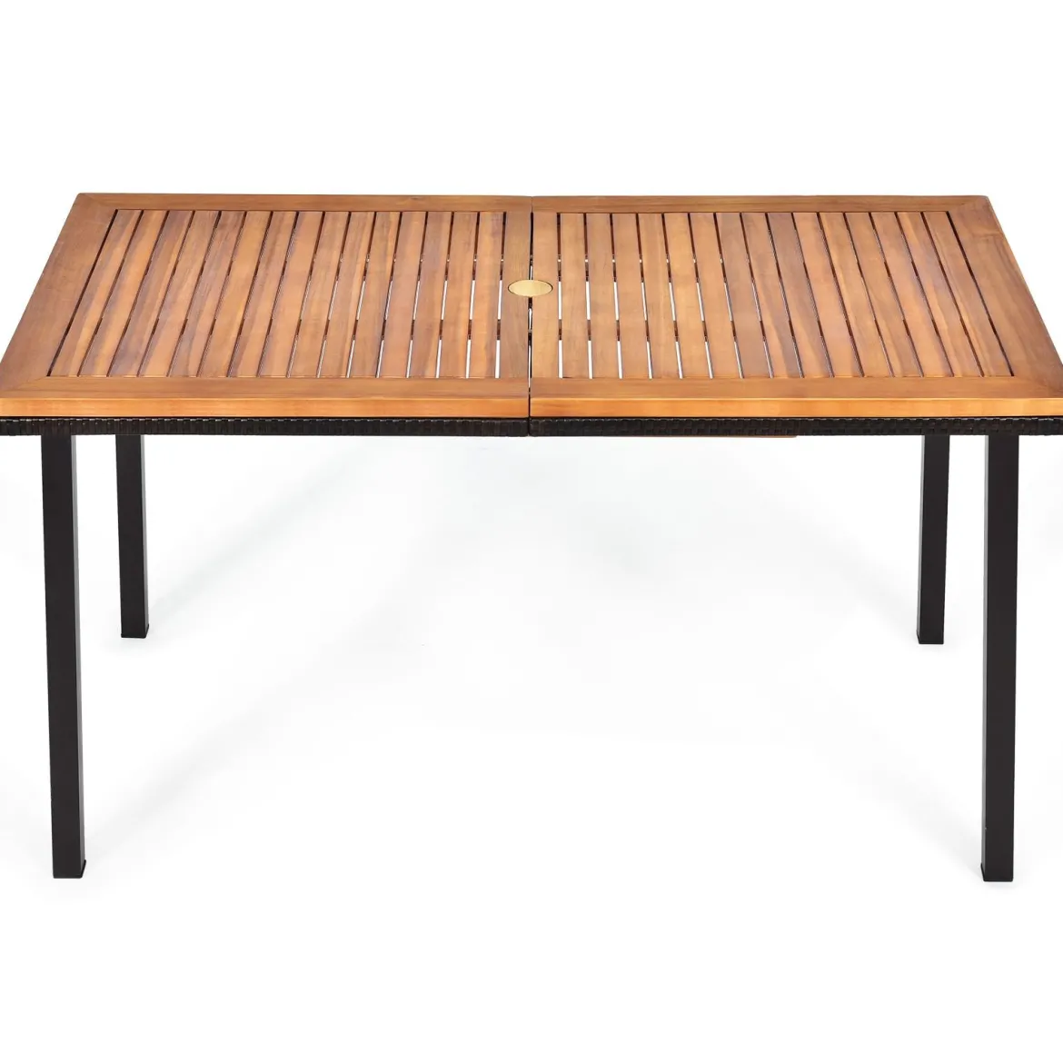 Gartentisch Esstisch mit Schirmloch Holztisch Terrassentisch Akazienholz 140 x 75 x 76 cm Natur