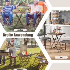 Gartentisch in Rattan-Optik mit HDPE-Tischplatte Klappbarer Balkontisch Quadratischer Campingtisch