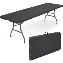 Gartentisch Klappbar 244 x 75 cm Campingtisch mit Tragegriff XXL für 10 Personen Schwarz