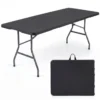 Gartentisch Klappbar 180 x 74 cm Campingtisch mit HDPE-Tischplatte & Tragegriff Schwarz