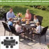 Gartentisch Metall Balkontisch mit Sonnenschirmloch Quadratischer Terrassentisch für 6 Personen