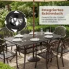 Gartentisch mit Schirmloch aus Aluminiumguss Wetterfester Terrassentisch Balkontisch 151 x 91 cm