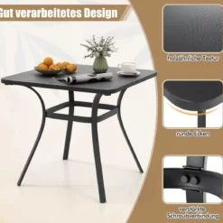 Gartentisch mit Tischplatte in Holzoptik für 4 Personen Terrassentisch Balkontisch 80 x 80 x 73 cm