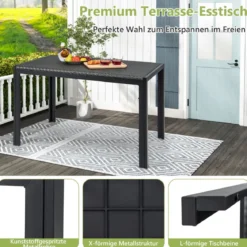 Gartentisch Rattan Esstisch für 4-6 Personen rechteckiger Terrassentisch 120 x 71 x 72 cm Braun gemischt