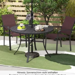 Gartentisch Rund Metall Ø 108 cm Wetterfester Esstisch für 4 Personen Robuster Terrassentisch