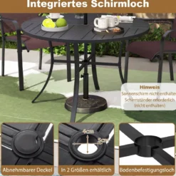 Gartentisch Rund Metall Ø 108 cm Wetterfester Esstisch für 4 Personen Robuster Terrassentisch