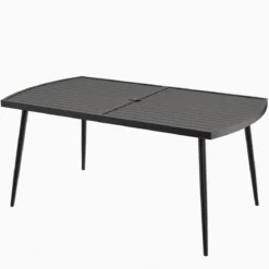 Gartentisch 160 x 90 cm Outdoor Esstisch für 6 Personen Balkontisch aus Metall mit 4 cm Schirmloch