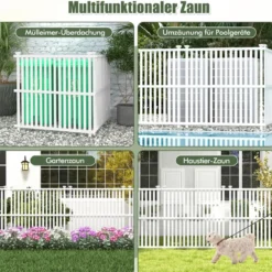 Gartenzaun 2-teilig 114 cm hoch Zaun mit Pfosten & Schutzkappen Sichtschutzzaun Weiß