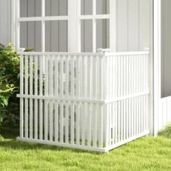 Gartenzaun 2-teilig 114 cm hoch Zaun mit Pfosten & Schutzkappen Sichtschutzzaun Weiß