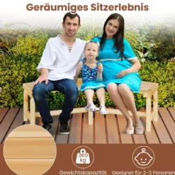 Gebogener Gartenbank Massivholz-Feuerstellenbank für 2-3 Personen Sitzbank im Freien Natur