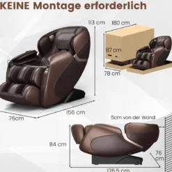 Generisch Relaxe Massagesessel Ganzkörper Massagestuhl elektrisch mit Heizung und Luftkompression Braun