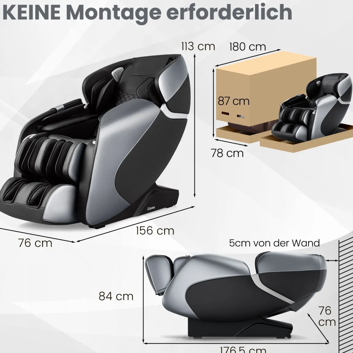 Generisch Relaxe Massagesessel Ganzkörper Massagestuhl elektrisch mit Heizung und Luftkompression Schwarz