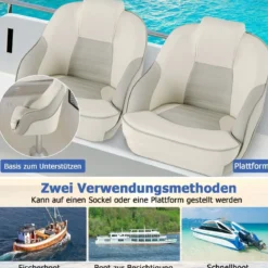 Gepolsterter Bootssitz mit Wasserdichtem PVC-Leder & Dicker Schwammpolsterung Bootsstuhl Weiß