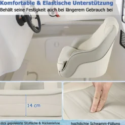 Gepolsterter Bootssitz mit Wasserdichtem PVC-Leder & Dicker Schwammpolsterung Bootsstuhl Weiß