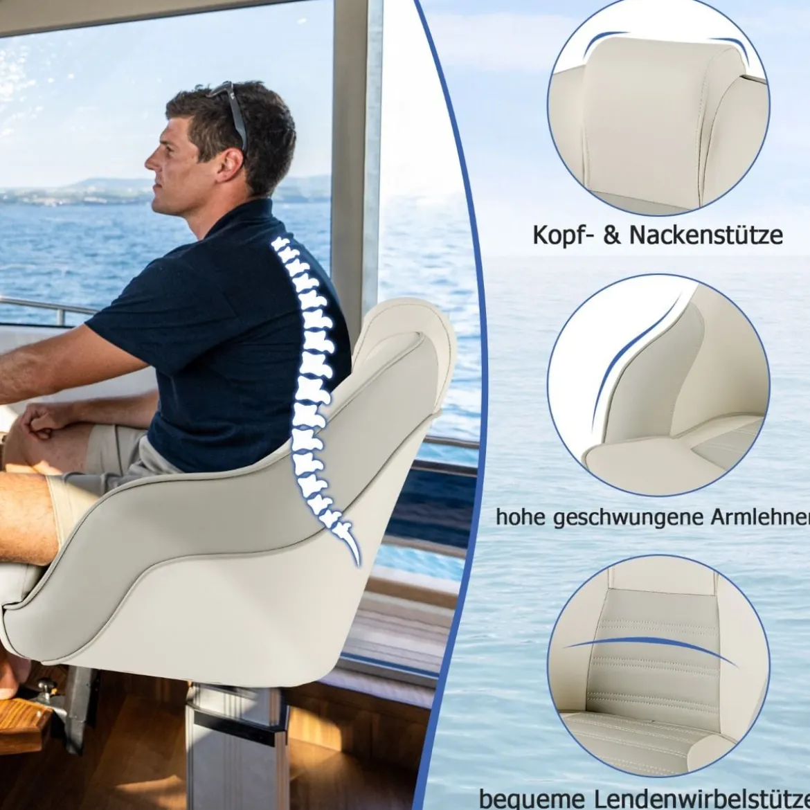 Gepolsterter Bootssitz mit Wasserdichtem PVC-Leder & Dicker Schwammpolsterung Bootsstuhl Weiß