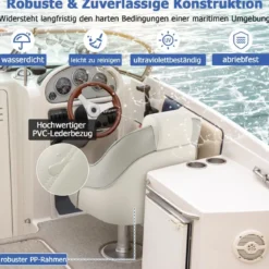 Gepolsterter Bootssitz mit Wasserdichtem PVC-Leder & Dicker Schwammpolsterung Bootsstuhl Weiß