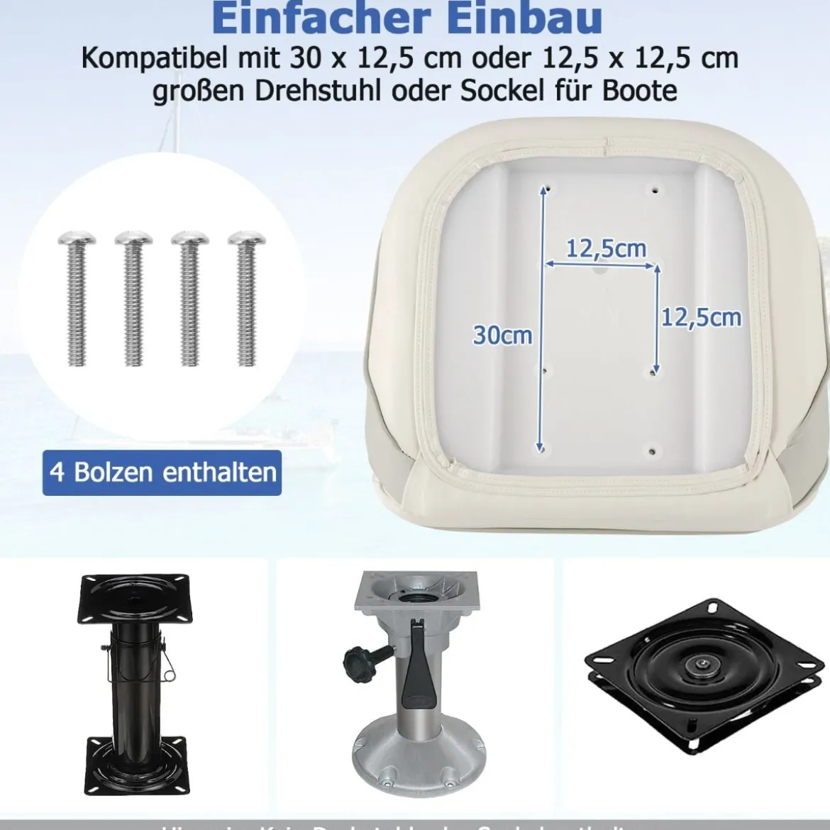 Gepolsterter Bootssitz mit Wasserdichtem PVC-Leder & Dicker Schwammpolsterung Bootsstuhl Weiß