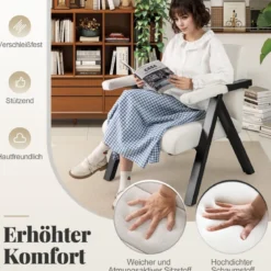 Gepolsterter Loungesessel mit Armlehnen& Metallrahmen Sessel Modern Sofastuhl Relaxsessel Beige