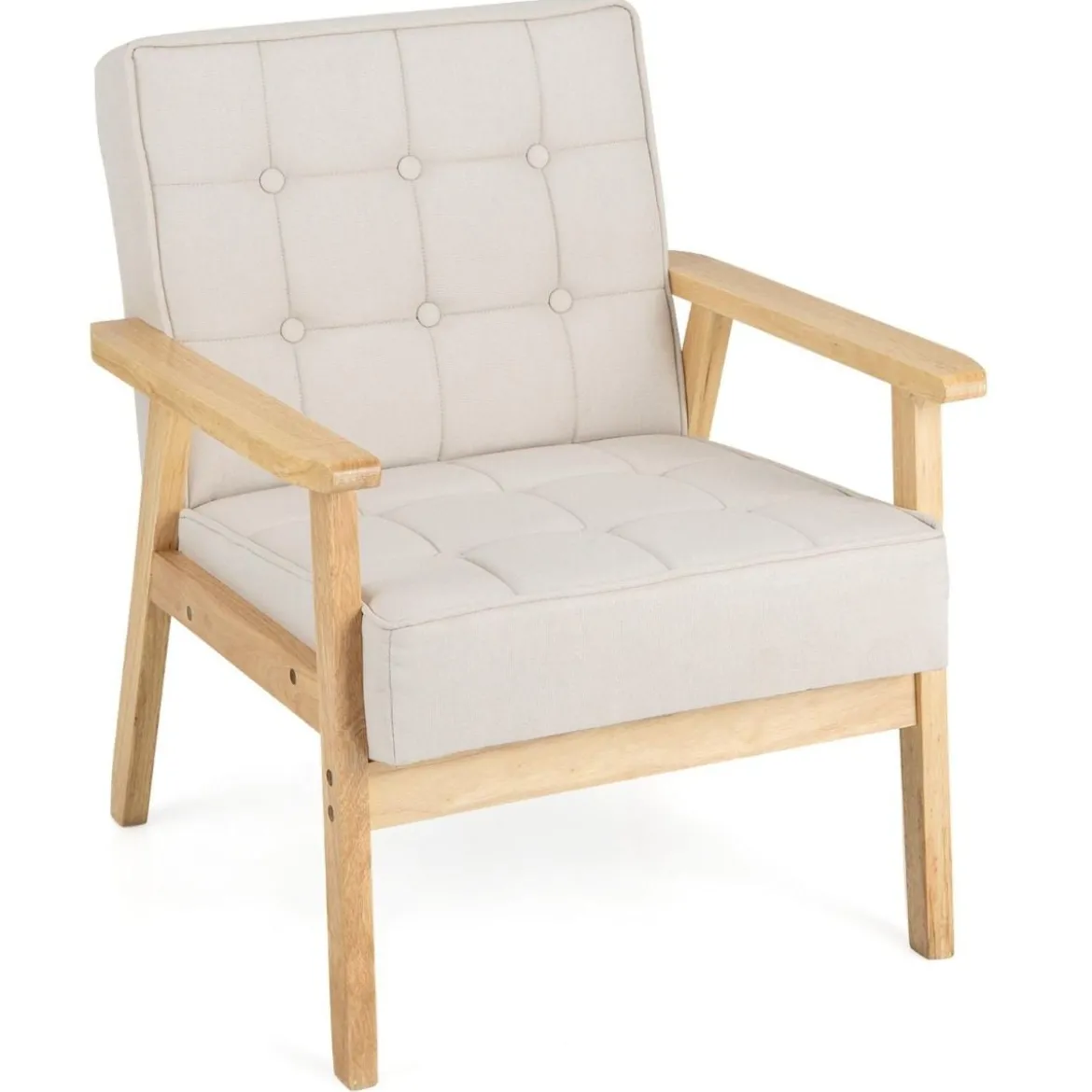 Gepolsterter Sessel mit Armlehnen & Atmungsaktivem Polyestergewebe Akzentstuhl Beige