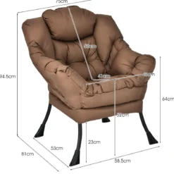 Gepolsterter Sessel mit Armlehnen & Seitentasche Relaxsessel Loungesessel Fernsehsessel