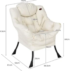 Gepolsterter Sessel mit Armlehnen & Seitentasche Relaxsessel Loungesessel Fernsehsessel
