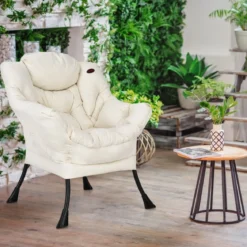 Gepolsterter Sessel mit Armlehnen & Seitentasche Relaxsessel Loungesessel Fernsehsessel