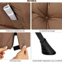 Gepolsterter Sessel mit Armlehnen & Seitentasche Relaxsessel Loungesessel Fernsehsessel