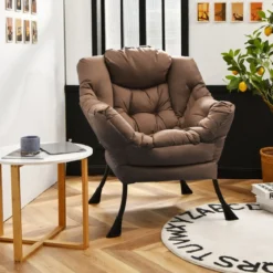 Gepolsterter Sessel mit Armlehnen & Seitentasche Relaxsessel Loungesessel Fernsehsessel