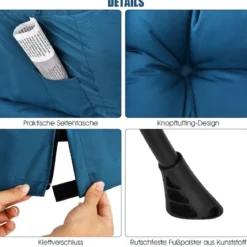 Gepolsterter Sessel mit Armlehnen & Seitentasche Relaxsessel Loungesessel Fernsehsessel