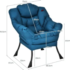 Gepolsterter Sessel mit Armlehnen & Seitentasche Relaxsessel Loungesessel Fernsehsessel