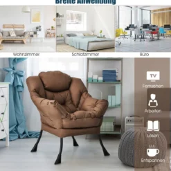 Gepolsterter Sessel mit Armlehnen & Seitentasche Relaxsessel Loungesessel Fernsehsessel