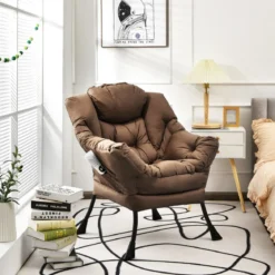 Gepolsterter Sessel mit Armlehnen & Seitentasche Relaxsessel Loungesessel Fernsehsessel