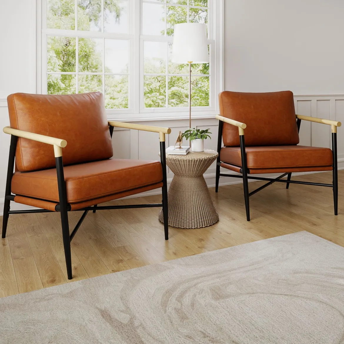 Gepolsterter Sessel mit Armlehnen Loungesessel mit Abnehmbarem Rückenkissen Relaxsessel Braun