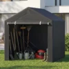 Gerätehaus Garagenzelt mit Aufrollbarer Reißverschlusstür & 6 Metallheringen Dunkelgrau