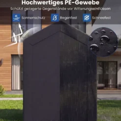 Gerätehaus Garagenzelt mit Aufrollbarer Reißverschlusstür & 6 Metallheringen Dunkelgrau