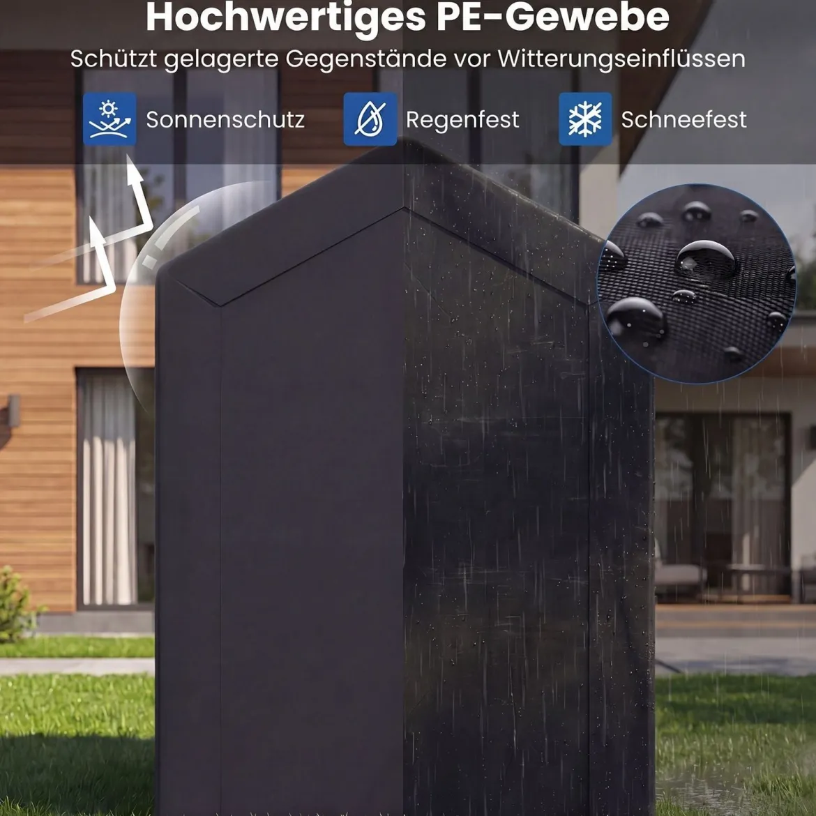 Gerätehaus Garagenzelt mit Aufrollbarer Reißverschlusstür & 6 Metallheringen Dunkelgrau