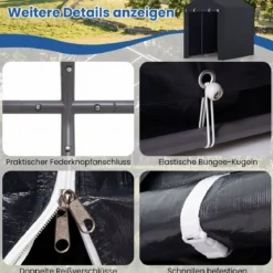Gerätehaus Garagenzelt mit Aufrollbarer Reißverschlusstür & 6 Metallheringen Dunkelgrau