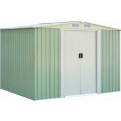 Gerätehaus Gartenhaus Lagerschuppen Geräteschuppen mit Schiebetür Grün Metall 205 x 257 x 175,5 cm