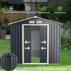 Gerätehaus Metall Erweitert-213 x 191 x 195 cm Geräteschuppen abschließbar Gartenhaus mit 4 Luftschlitzen