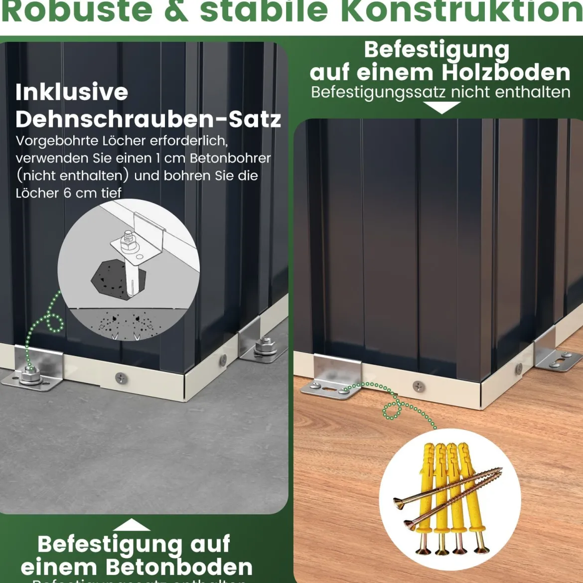 Gerätehaus Metall 246 x 193 x 180 cm Geräteschuppen abschließbar Gartenhaus mit Pultdach & Belüftungsöffnung Grau