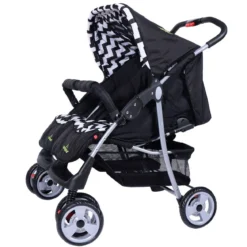 Geschwisterwagen Klappbarer Kinder Zwillingswagen Geschwisterkinderwagen Schwarz 82 x 91 x 105 cm