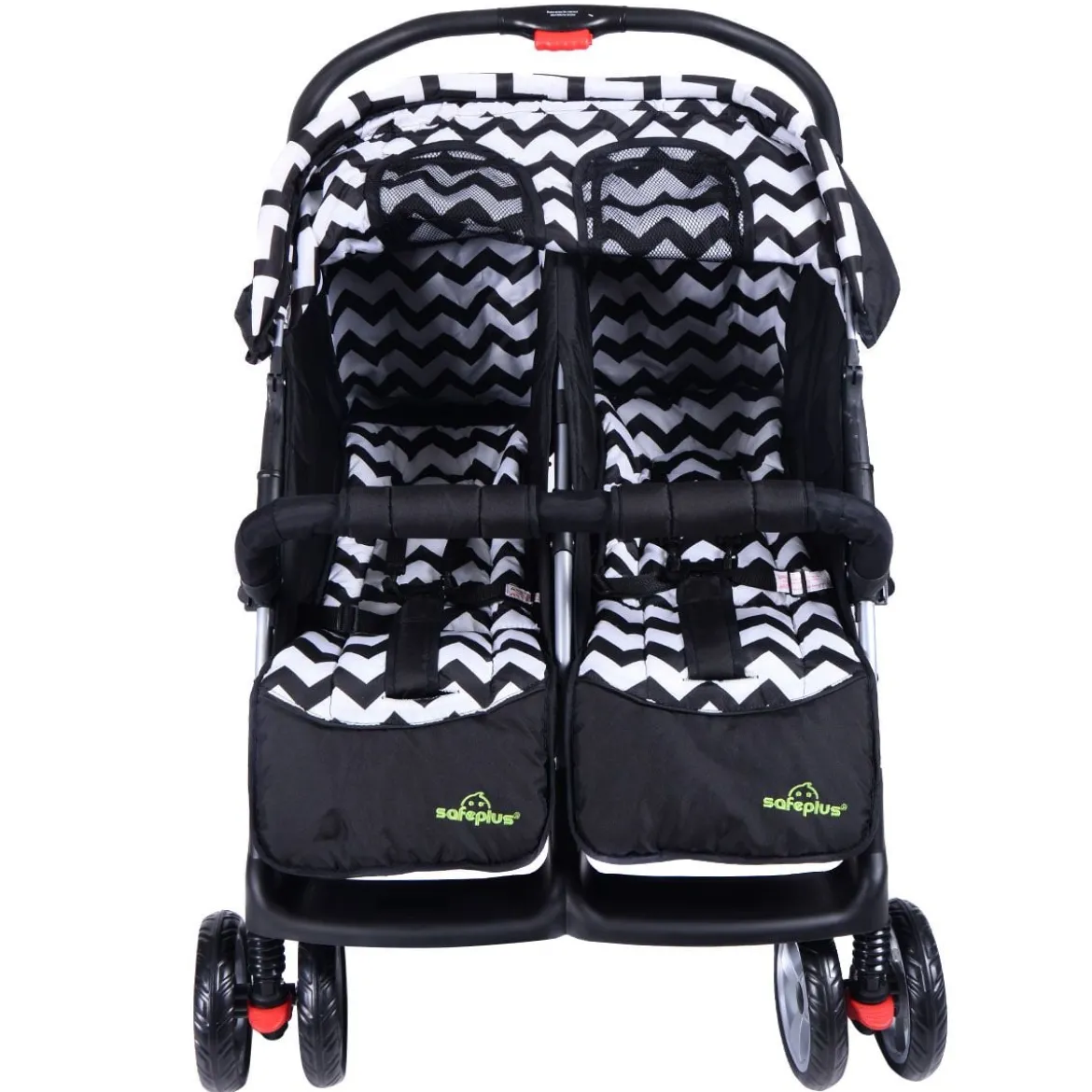 Geschwisterwagen Klappbarer Kinder Zwillingswagen Geschwisterkinderwagen Schwarz 82 x 91 x 105 cm