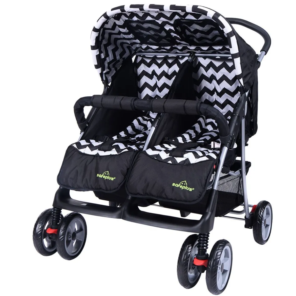Geschwisterwagen Klappbarer Kinder Zwillingswagen Geschwisterkinderwagen Schwarz 82 x 91 x 105 cm