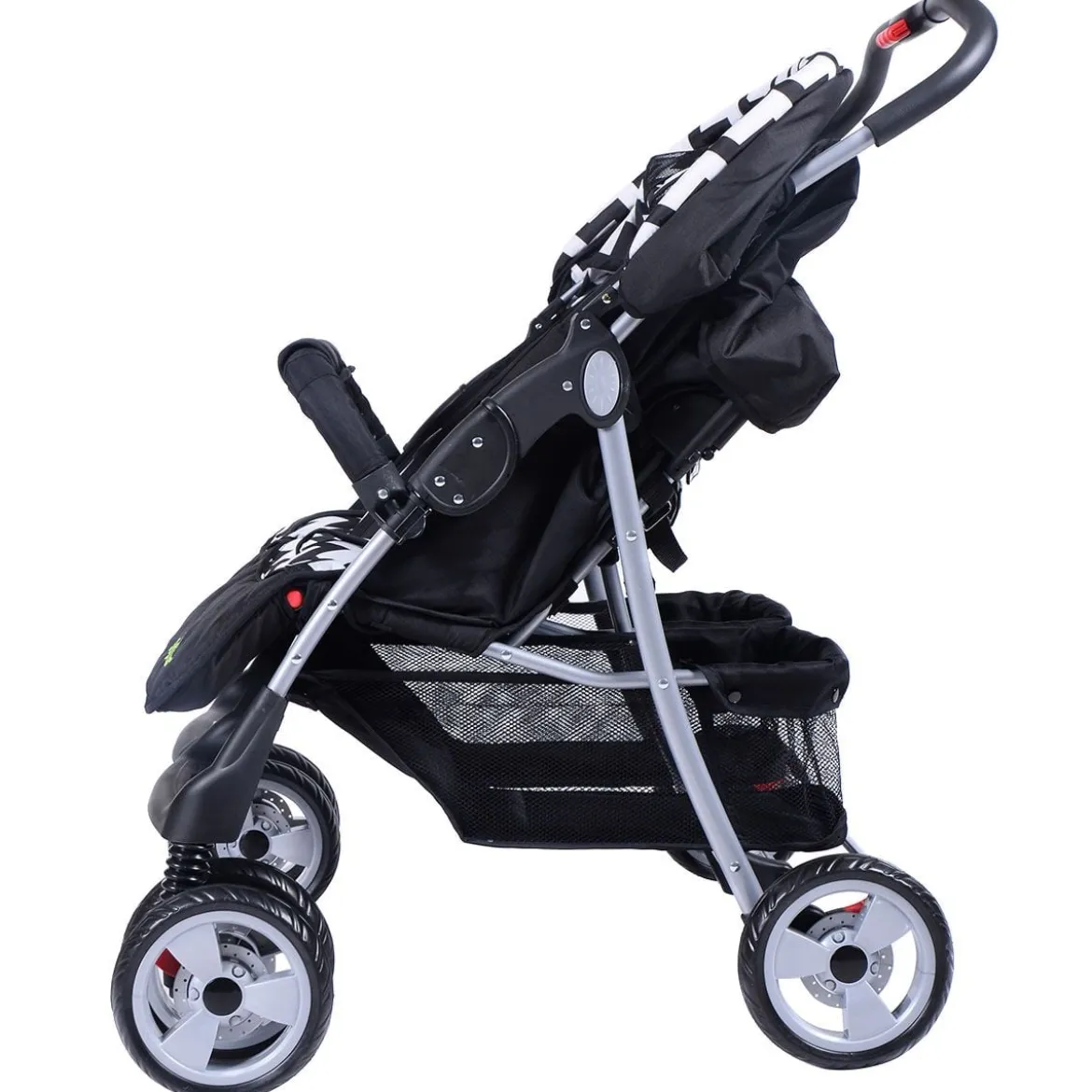 Geschwisterwagen Klappbarer Kinder Zwillingswagen Geschwisterkinderwagen Schwarz 82 x 91 x 105 cm
