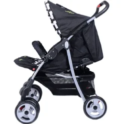 Geschwisterwagen Klappbarer Kinder Zwillingswagen Geschwisterkinderwagen Schwarz 82 x 91 x 105 cm