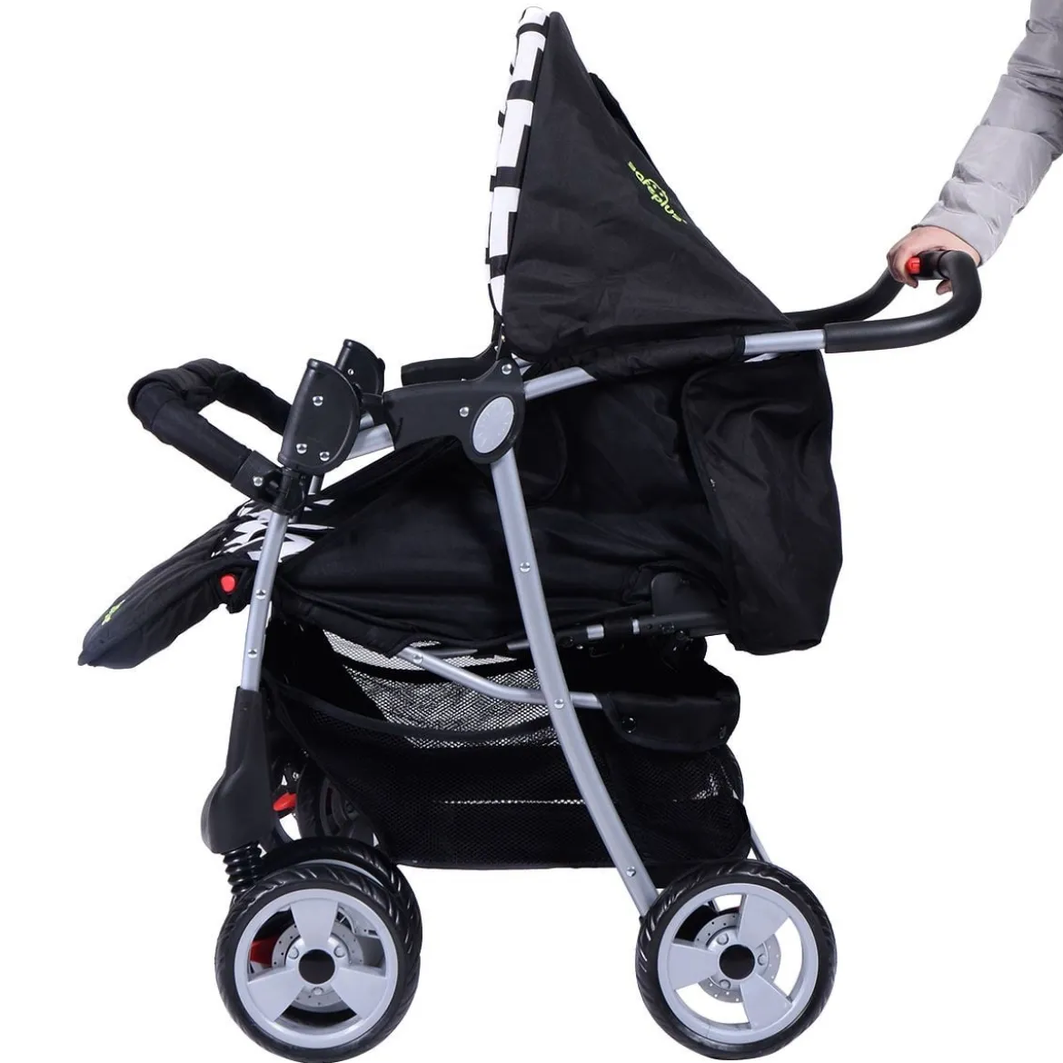 Geschwisterwagen Klappbarer Kinder Zwillingswagen Geschwisterkinderwagen Schwarz 82 x 91 x 105 cm