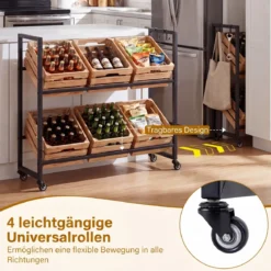 Getränkekistenregal aus Stahl Kistenregal mit Ablagen für 6 Kisten104 x 32 x 89 cm Schwarz